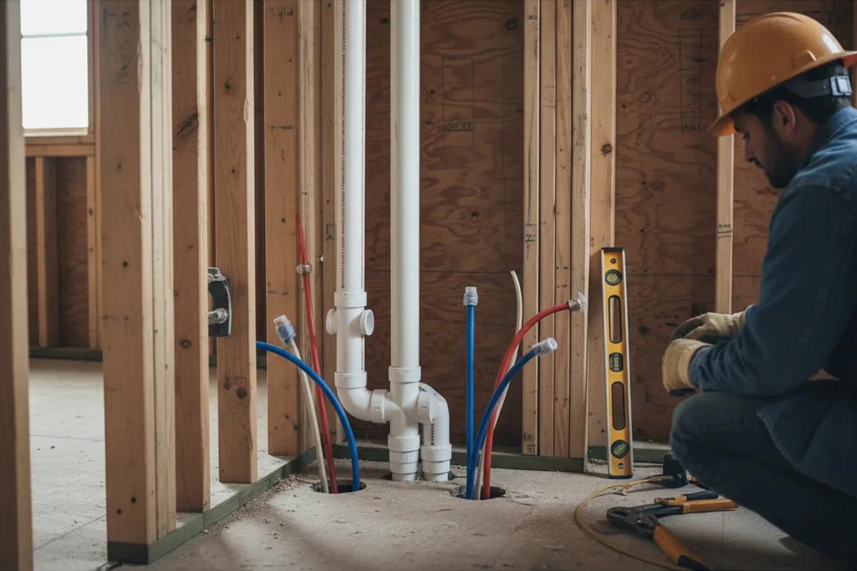 Drain and supply rough-in during Sump Pump Repair in Placerville